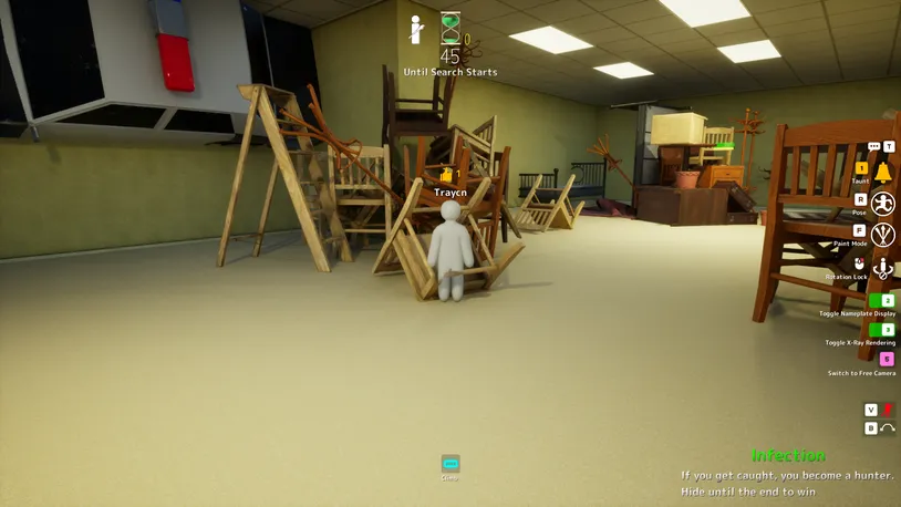 MECCHA CHAMELEON Hider camouflage practice on a Steam lobby stage